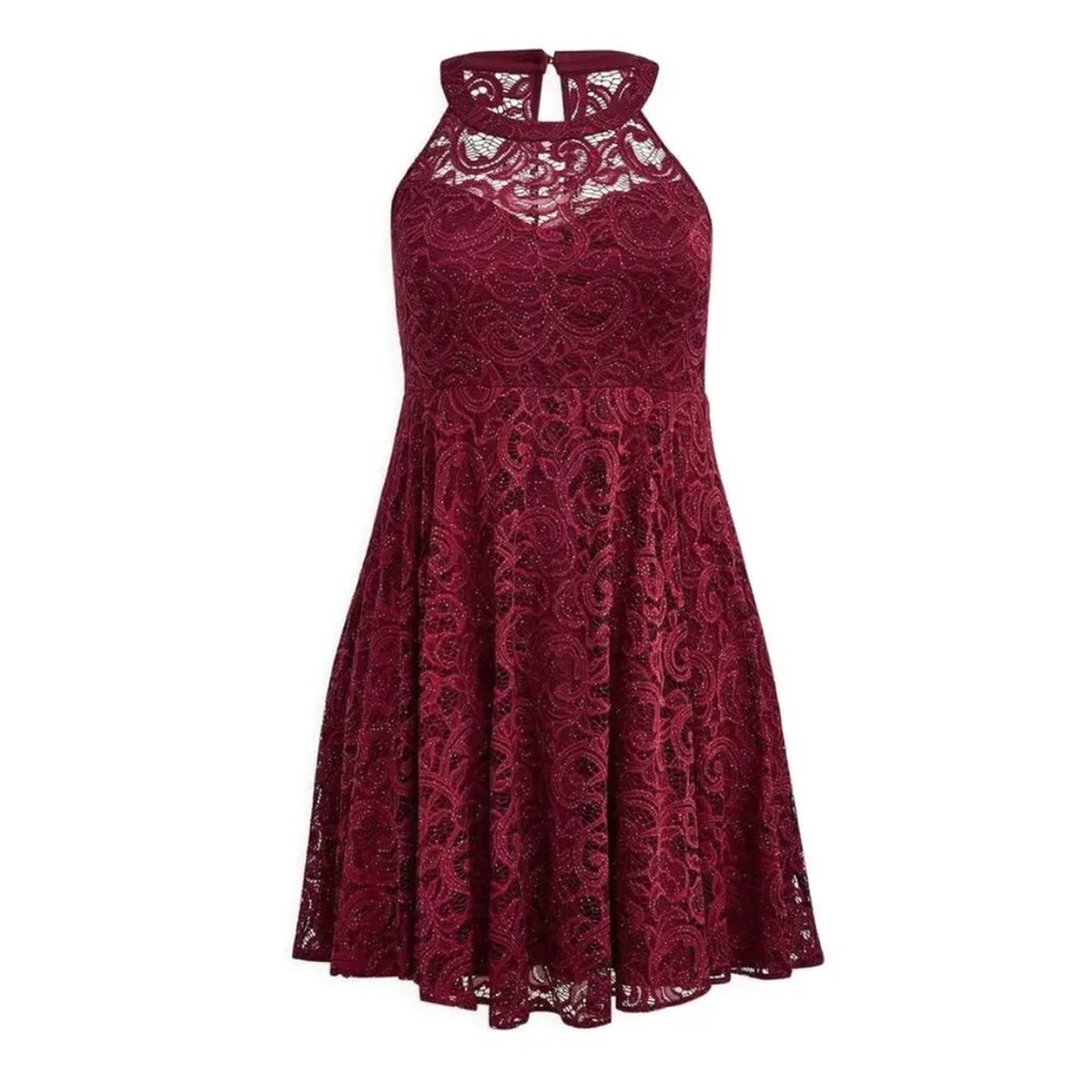 Torrid size 18 Burgundy Wine Sparkle Mini Lace Cocktail Formal Party Dress NWT - Picture 6 of 7